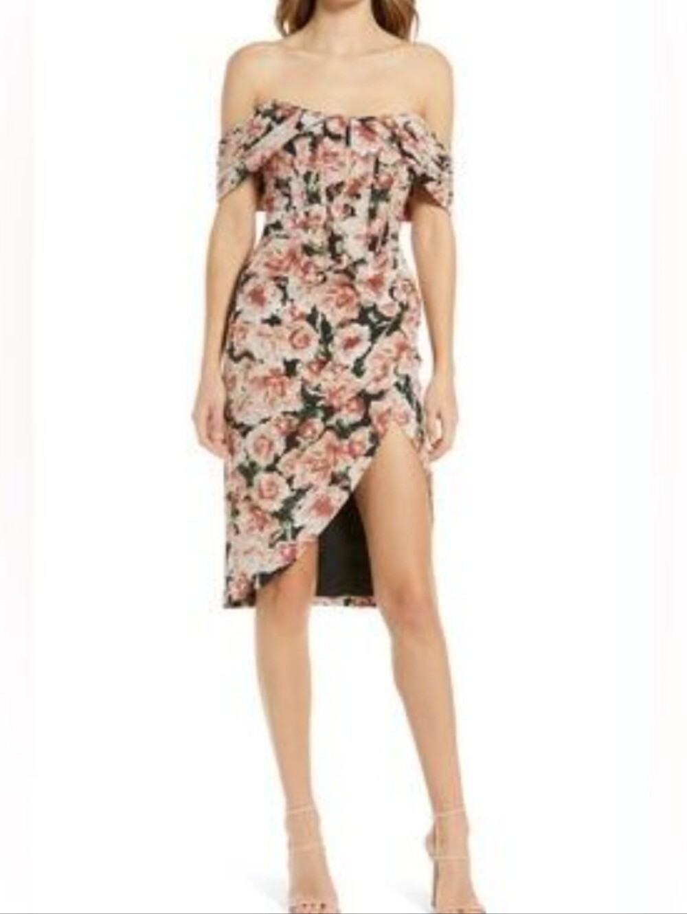 NWT Lavish Alice Floral Pleat Off the Shoulder Corset Dress